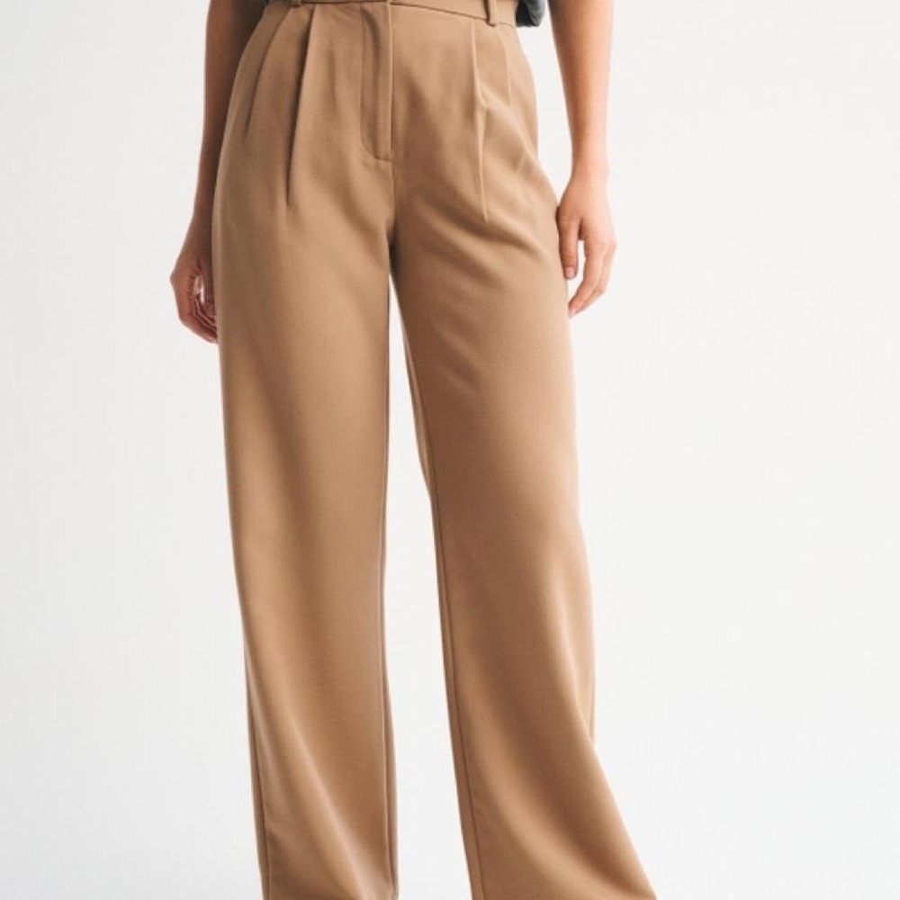 Abercrombie & Fitch Curve Love Camel High Rise Wide Leg Trousers size 4